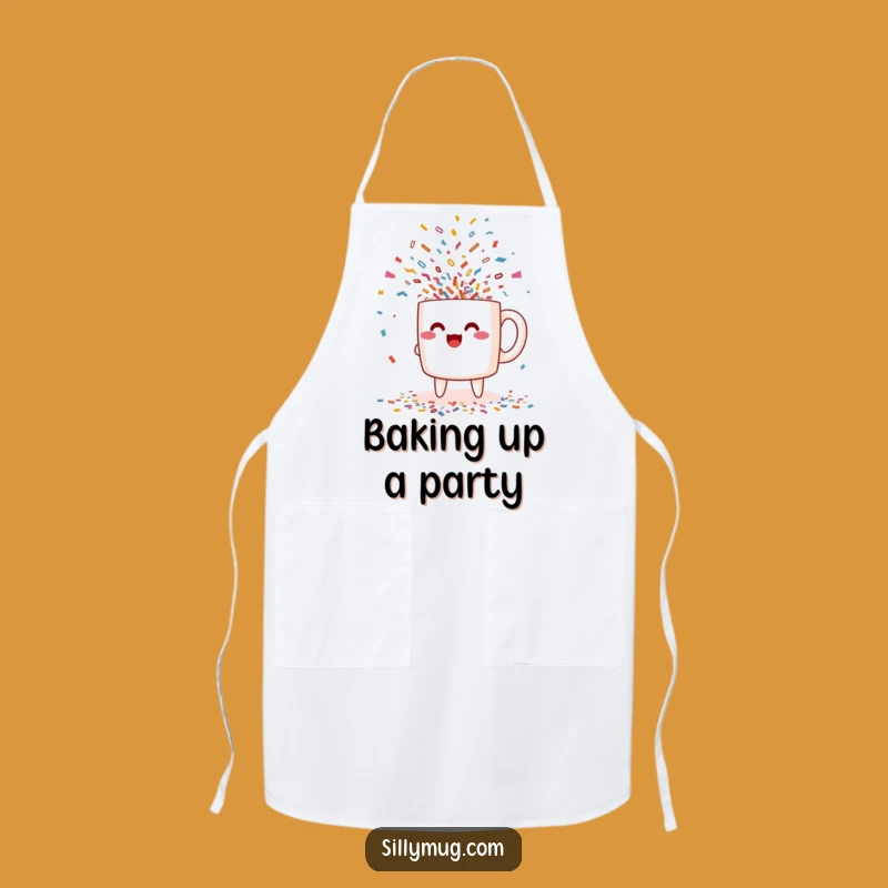Funny Excited Kawaii Confetti Apron: Cook with Party Flair in This Festive Character Kitchen Accessory