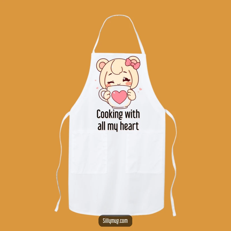 Funny Wink Heart Apron: Hilarious Kitchen Wear for a Playful Chef Who Loves Coffee