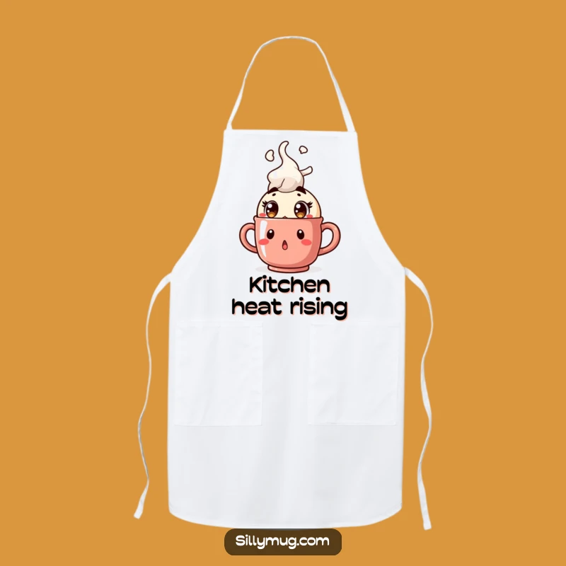 Funny Steam Apron: Surprised Character, Hot Mug, Kitchen Gift