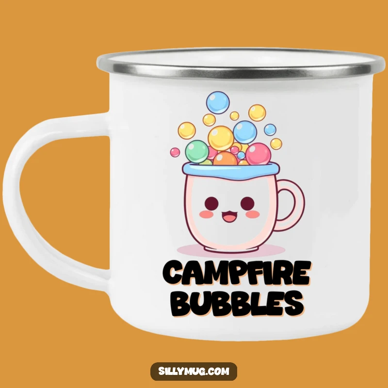 Funny Kawaii Bubble Camping Mug: Surprised Character for Outdoor Fun
