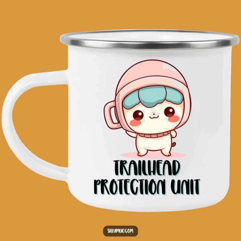 Funny Kawaii Camping Mug: Mischievous Character Mug Helmet - Adventure Ready Humor Gift