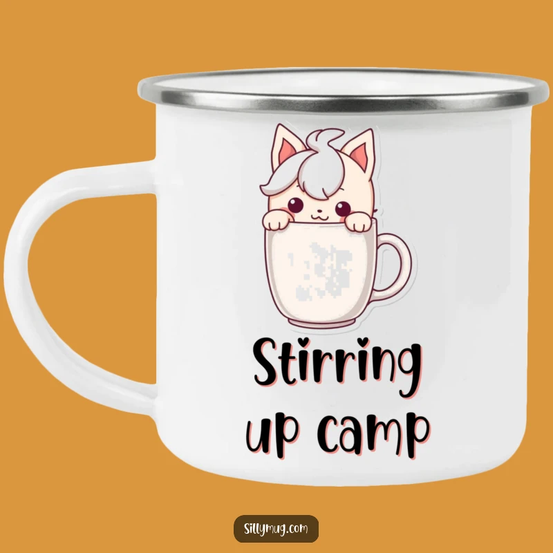 Funny Mischief Camping Mug: Peek Over the Rim Adventures
