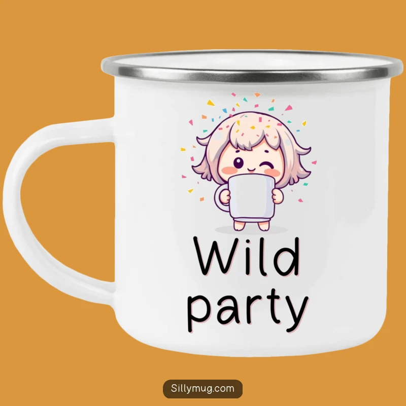Confetti Party Kawaii Camper Mug: Funny Outdoor Celebrations