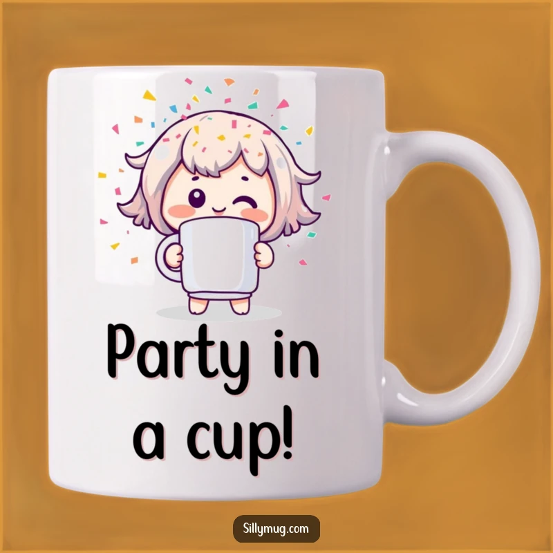 Confetti Celebration Kawaii Mug: A Funny, Joyful Gift!