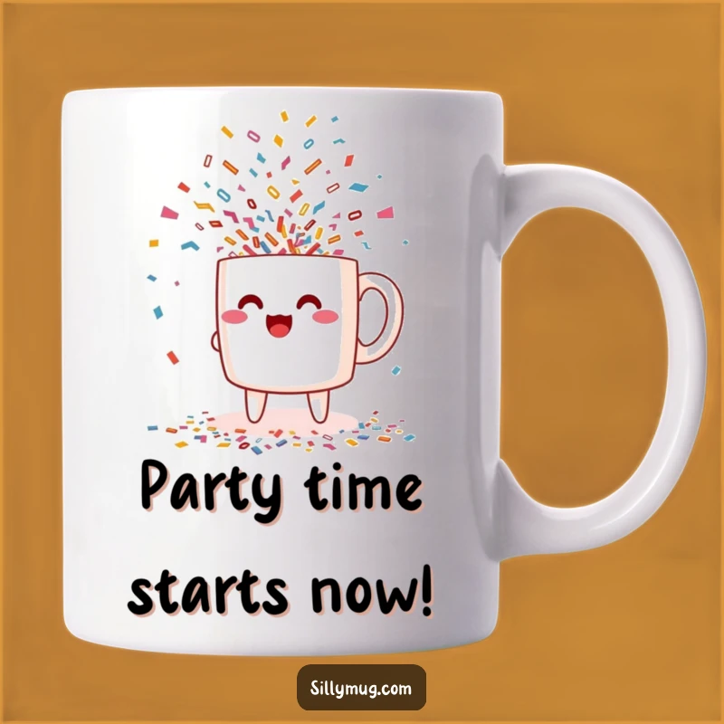 Funny Excited Kawaii Confetti Mug: Celebrate with This Joyful Character Gift