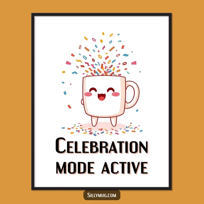 Funny Excited Kawaii Confetti Digital Art: Download Party Humor for Instant Decor