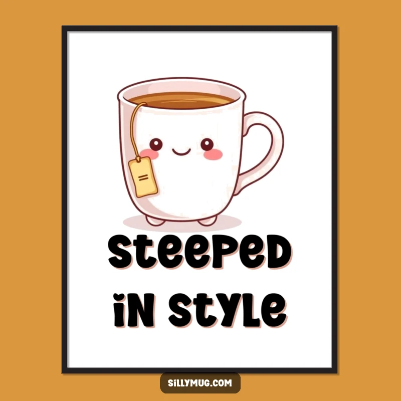 Funny Kawaii Mug Tea Time Digital Art: Instant Charm for Your Space!
