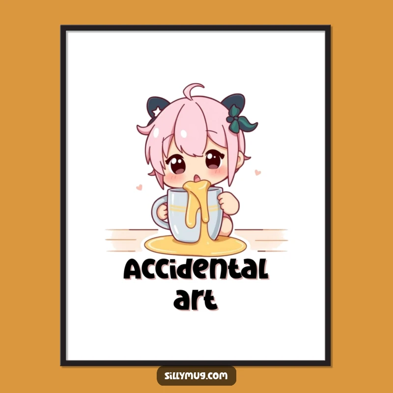 Funny Spill Surprise Digital Art Print: Comical Decor for Any Room