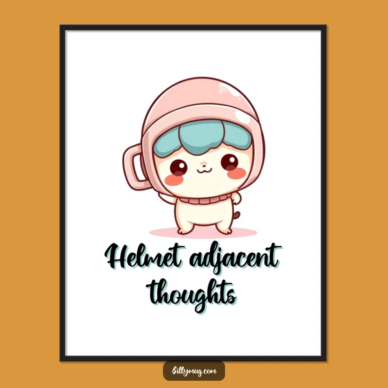 Funny Kawaii Digital Art: Mischievous Character Mug Helmet - Instant Humorous Decor