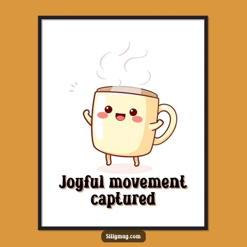 Funny Kawaii Mug Dance Digital Art: Instant Joy for Your Walls!