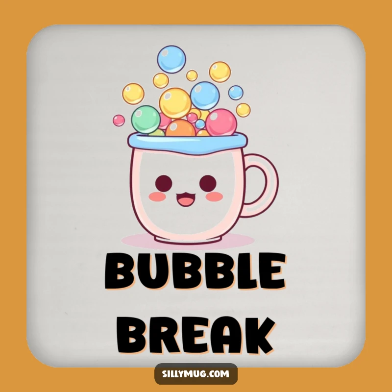 Funny Kawaii Bubble Coaster: Protect Surfaces with Surprised Character