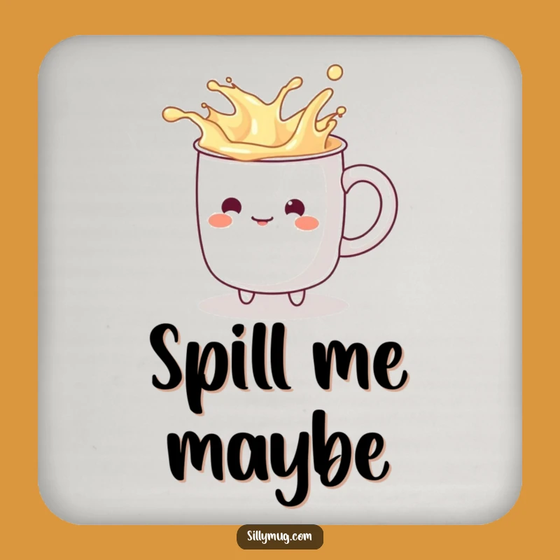 Funny Splashy Coaster: Kawaii Mug Character Drink Art, Playful Protection