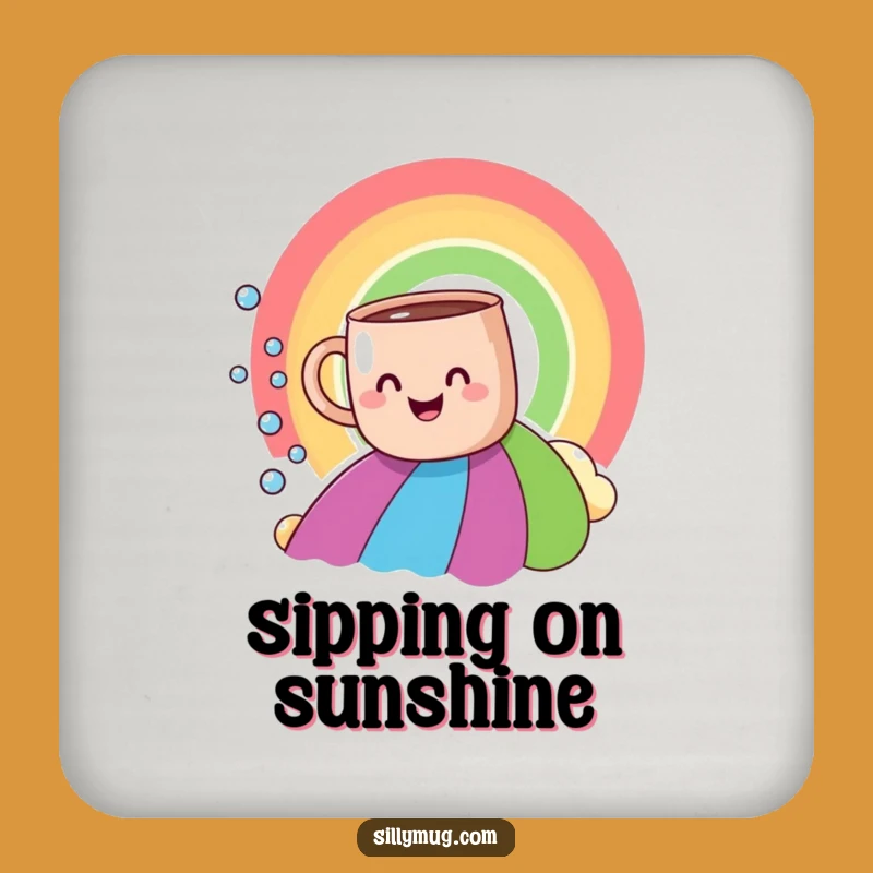 Funny Smiling Mug Rainbow Slide Coaster - Protect Surfaces with Humorous Cheer!