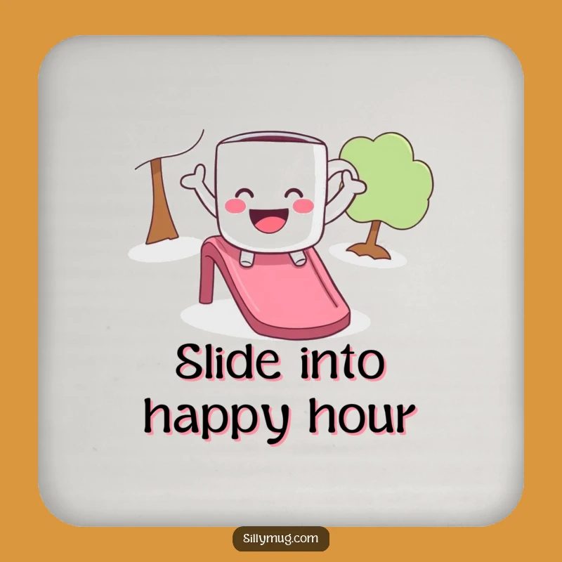 Funny Playful Mug Slide Coaster - Protect Surfaces with Pure Fun