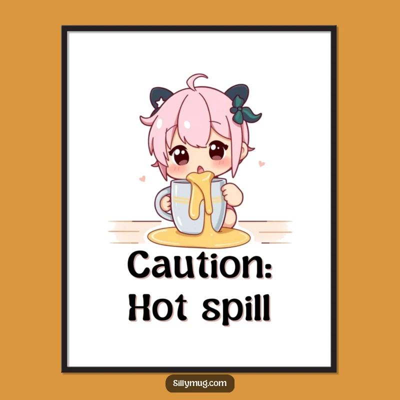 Funny Spill Surprise Poster: Comical Art for Your Kitchen or Office