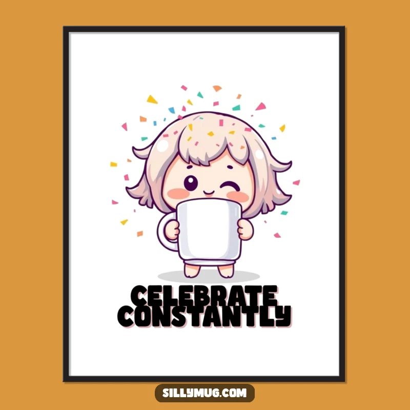 Kawaii Confetti Celebration Poster: Funny Wall Art for Festivity