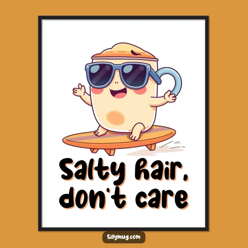 Funny Giggling Mug Surf Poster - Decorate with Cool Beach Vibes