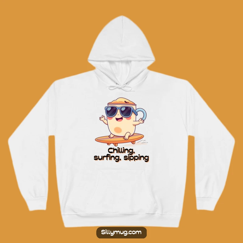 Cozy Funny Giggling Mug Surf Hoodie - Stay Warm with Beach Vibes