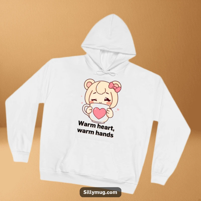 Funny hoodie featuring a character winking and holding a steaming mug with a heart, designed for cozy, humorous, and stylish wear.