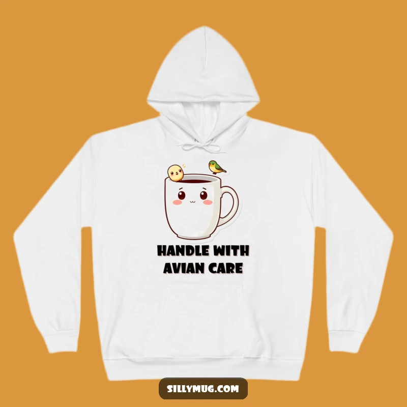 Cozy Funny Kawaii Mug Hoodie: Warm Character & Bird, Perfect Comfy Gift