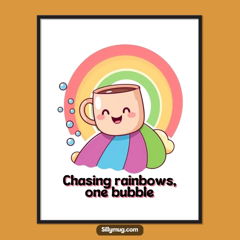Free Printable Wall Art: Rainbow Mug, Playful Downloadable Art for a Cheerful Home Vibe