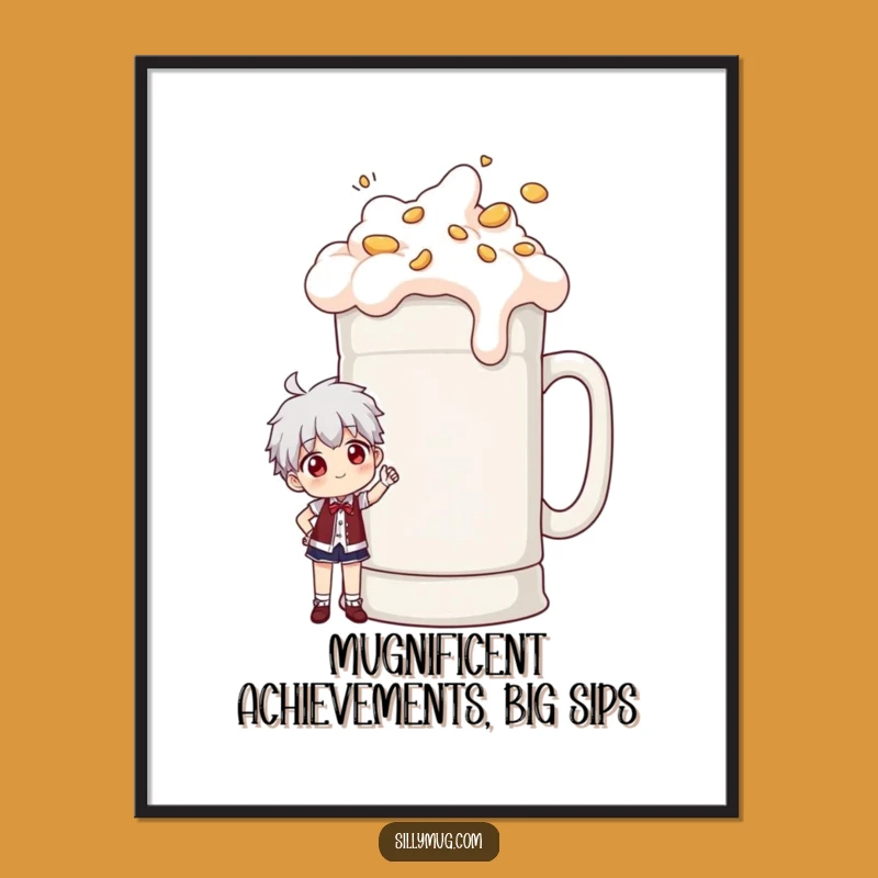 Free Printable Wall Art: Giant Mug Pose Character, Humorous Downloadable Decor for Ambitious Spaces