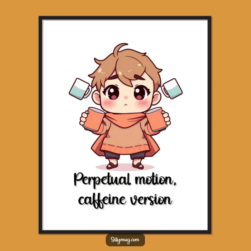 Free Printable Wall Art: Juggling Mugs Funny Downloadable Decor for Coffee Lovers