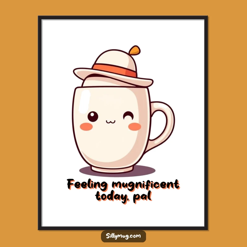 Free Printable Wall Art: Kawaii Mug Hat, Funny Downloadable Decor for Cozy Spaces