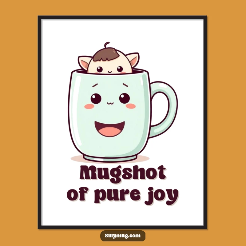 Funny Free Printable Wall Art: Playful Kawaii Mug Hug - Downloadable Home Decor