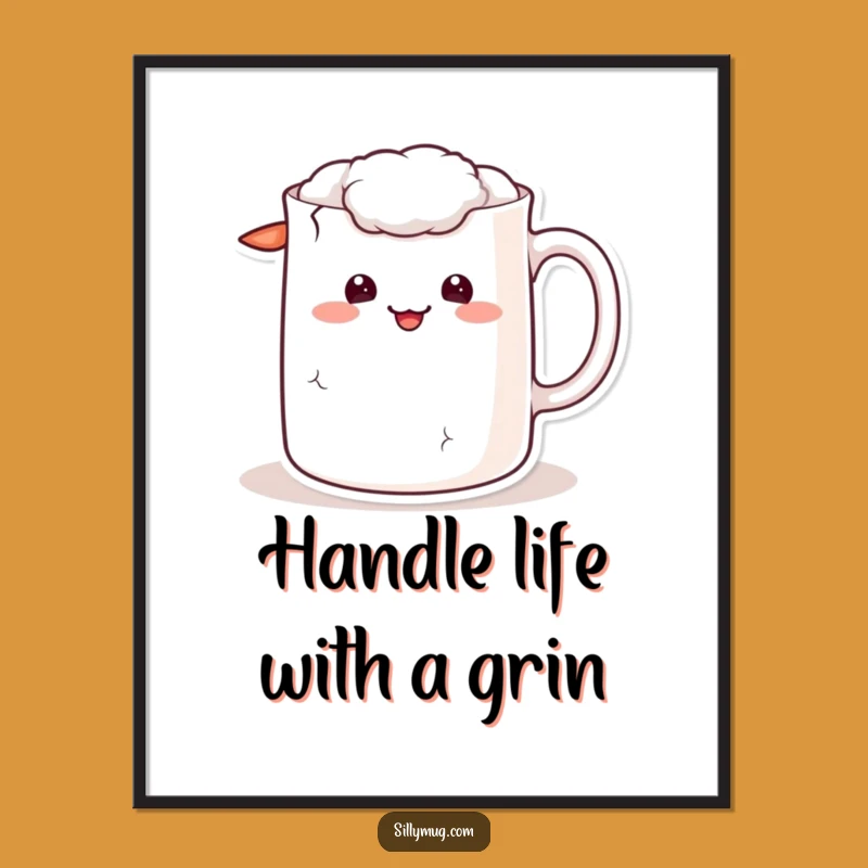 Funny Free Printable Wall Art: Sheepish Kawaii Mug Crack - Cute Downloadable Decor