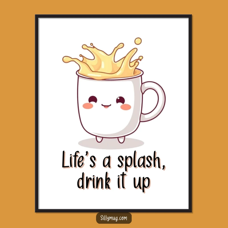 Funny Free Printable Wall Art: Splashy Mug Character, Playful Downloadable Decor