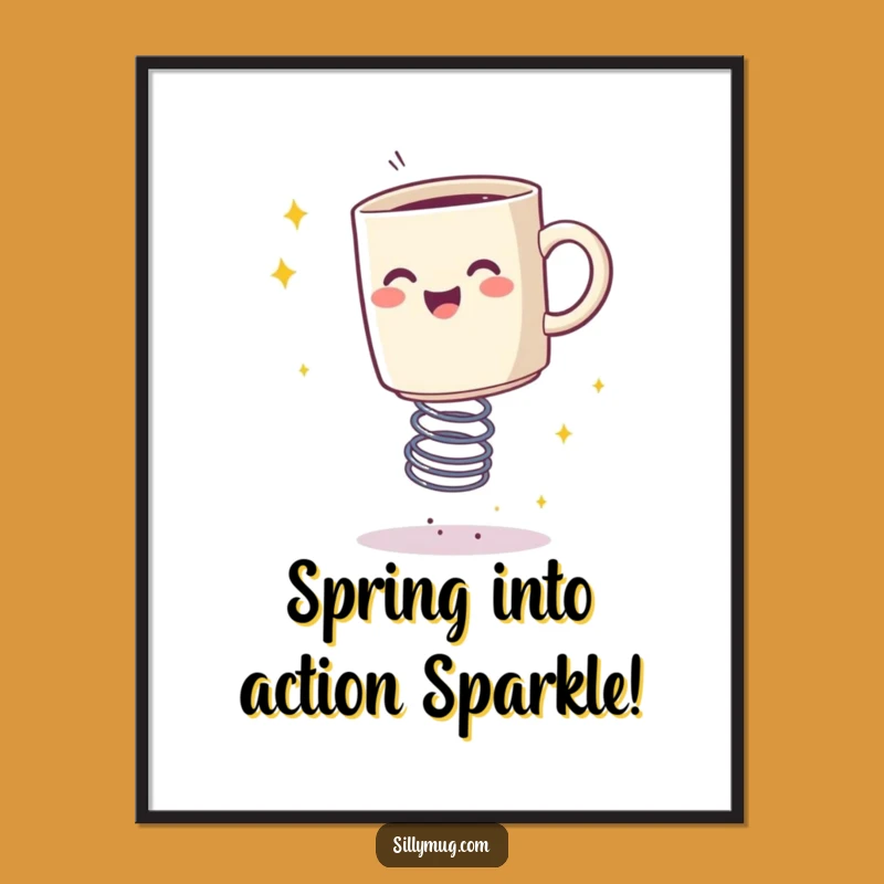 Funny Free Printable Wall Art: Bouncing Mug Sparkles - Humorous Downloadable Decor