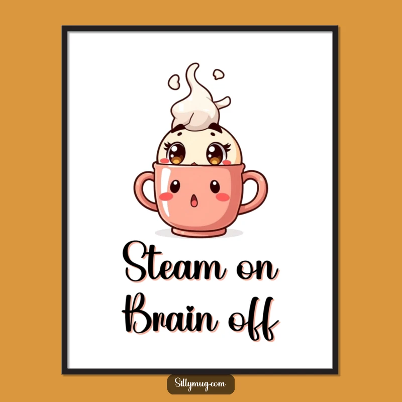 Surprised Steam Mug Kawaii Free Printable Wall Art - Funny Decor