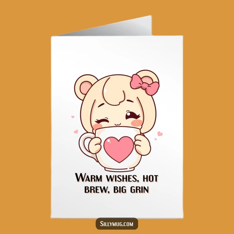 Free Printable Birthday Card: Winking Character Heart Mug, Hilarious Downloadable Gift for Him