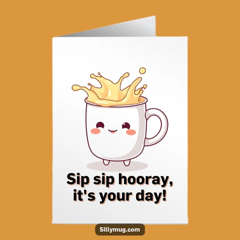 Free Printable Birthday Card: Splashy Mug Character, Fun Downloadable Gift
