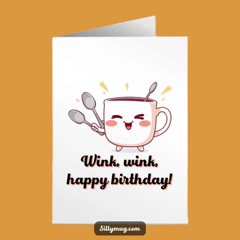 Free Printable Birthday Card: Juggling Mug, Playful Downloadable Gift for a Fun-Loving Celebration