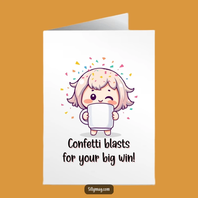 Free Printable Congrats Card: Kawaii Confetti Mug Blast - Funny Downloadable Gift