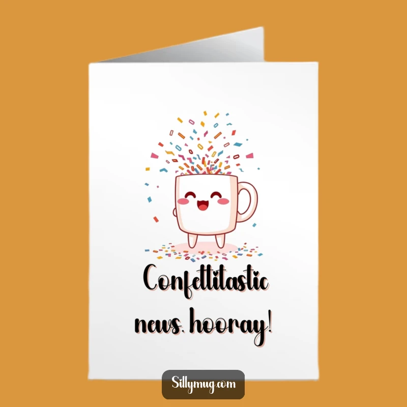 Free Printable Congrats Card: Confetti Mug Blast, Funny Downloadable Gift for Exciting News