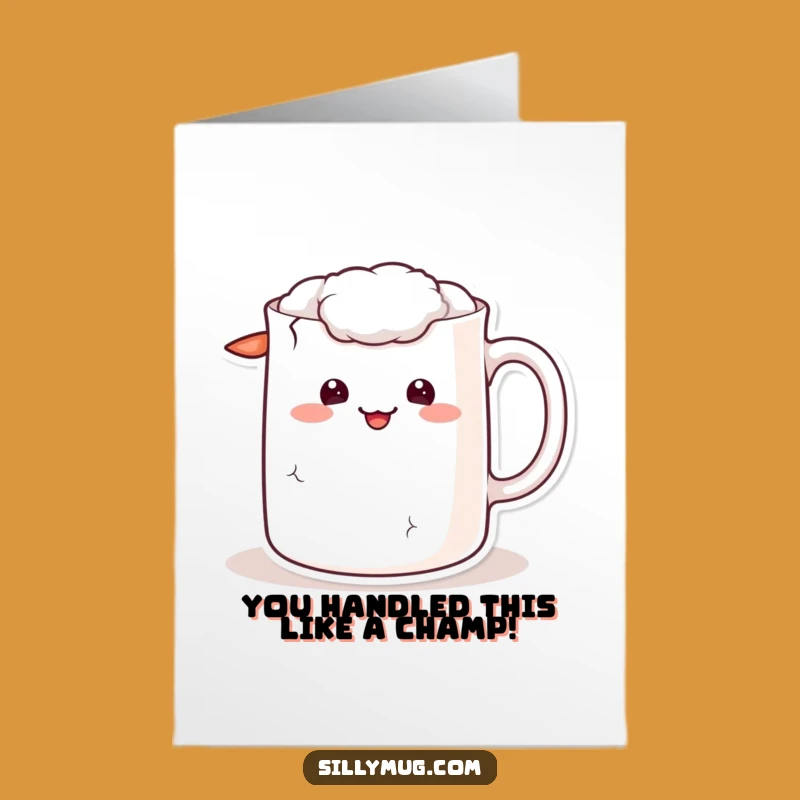Free Printable Congrats Card: Sheepish Kawaii Mug Crack - Humorous Downloadable Message