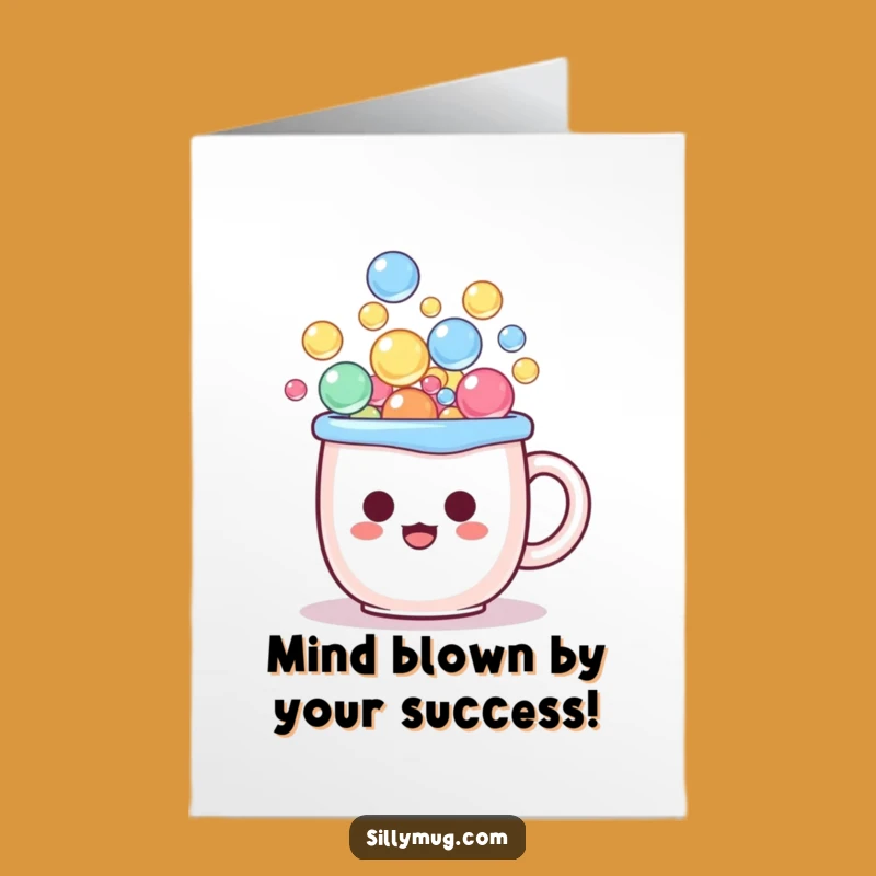 Free Printable Congrats Card: Surprised Kawaii Mug Bubbles - Humorous Downloadable Message