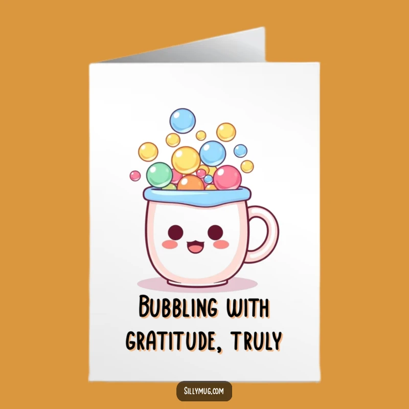 Free Printable Thank You Card: Surprised Kawaii Mug Bubbles - Cute Downloadable Gratitude