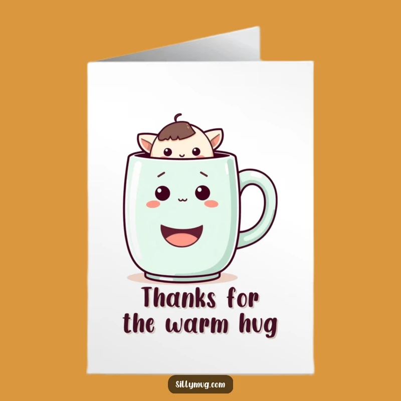 Free Printable Thank You Card: Playful Kawaii Mug Surprise - Funny Downloadable Gift