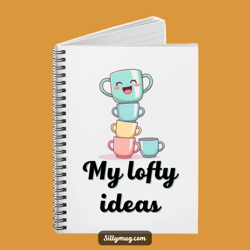 Funny Laughing Mug Tower Notebook - Jot Down Ideas with Comedic Balance!