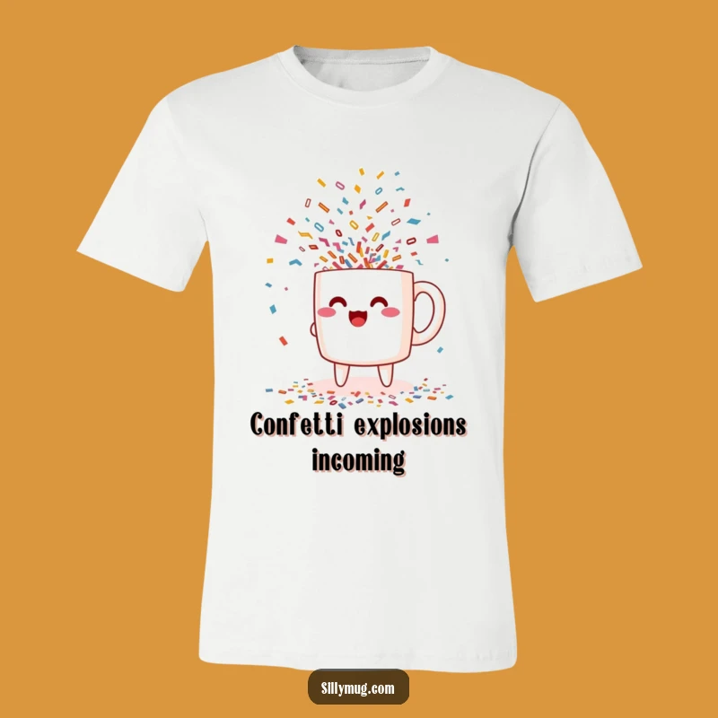 Funny Excited Kawaii Confetti T-Shirt: Wear Your Celebration with This Joyful Character Tee