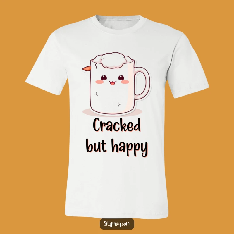 Funny Kawaii Cracked Tee: Sheepish Grin for Hilarious, Imperfect Style Gift