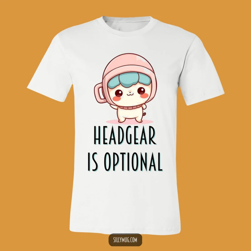 Funny Kawaii T-Shirt: Mischievous Character in a Mug Helmet, Ideal Funny Gift