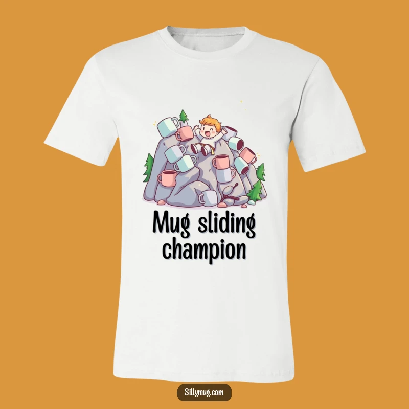 Funny Mug Mountain Slider T-Shirt - Hilarious Coffee Lover Apparel