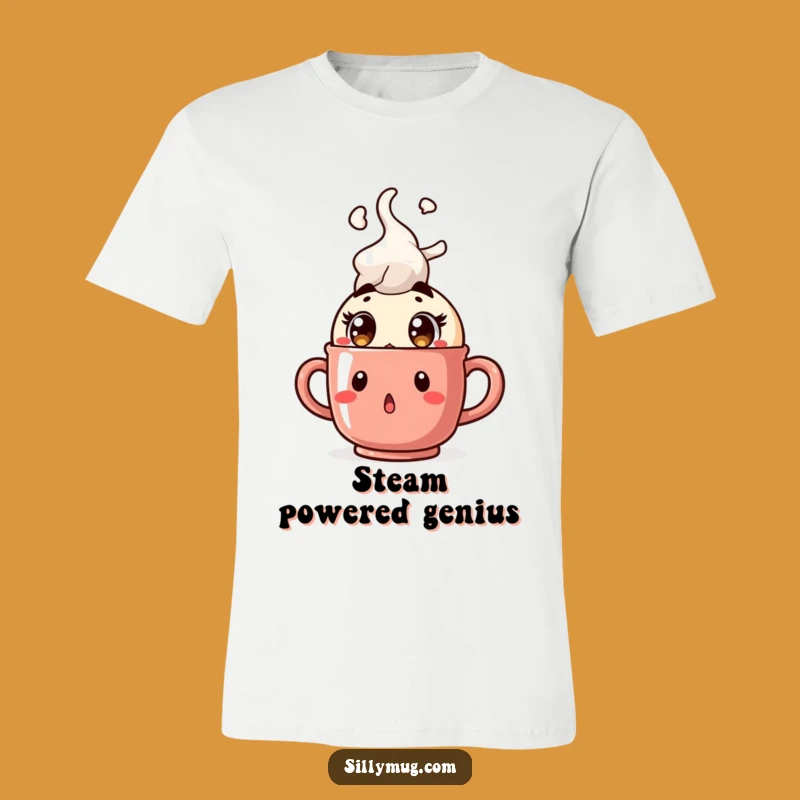Funny Steam T-Shirt: Surprised Character, Hot Coffee Humor, Gift