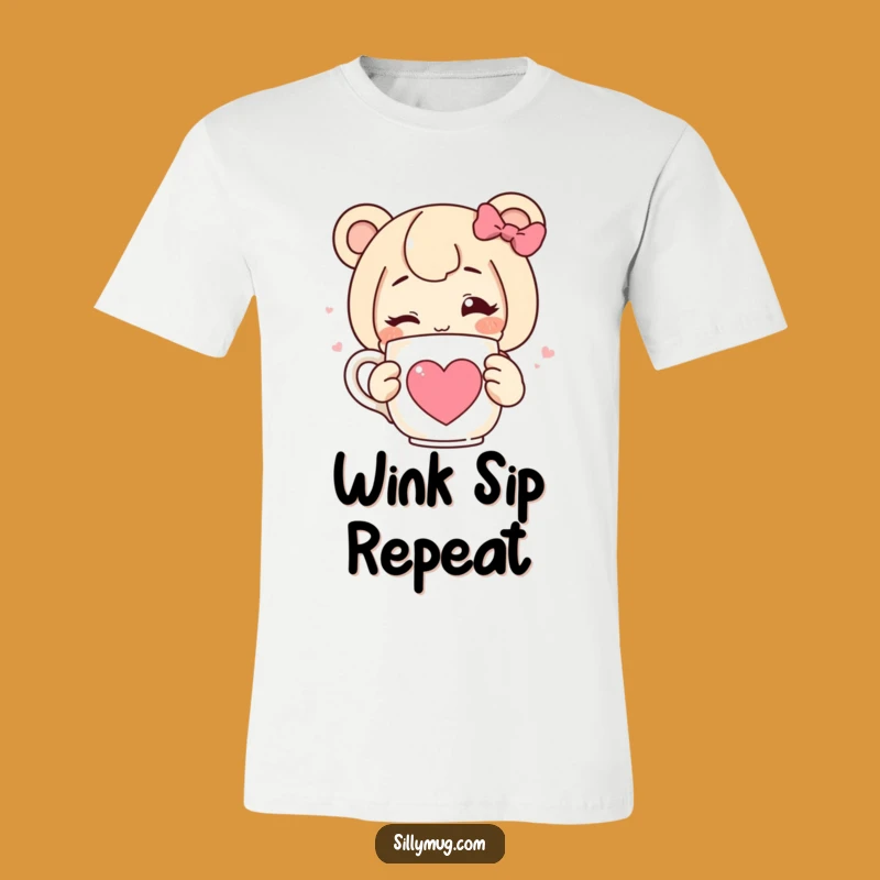 Funny Wink Heart T-Shirt: Hilarious Coffee Lover Apparel for a Playful and Charming Look