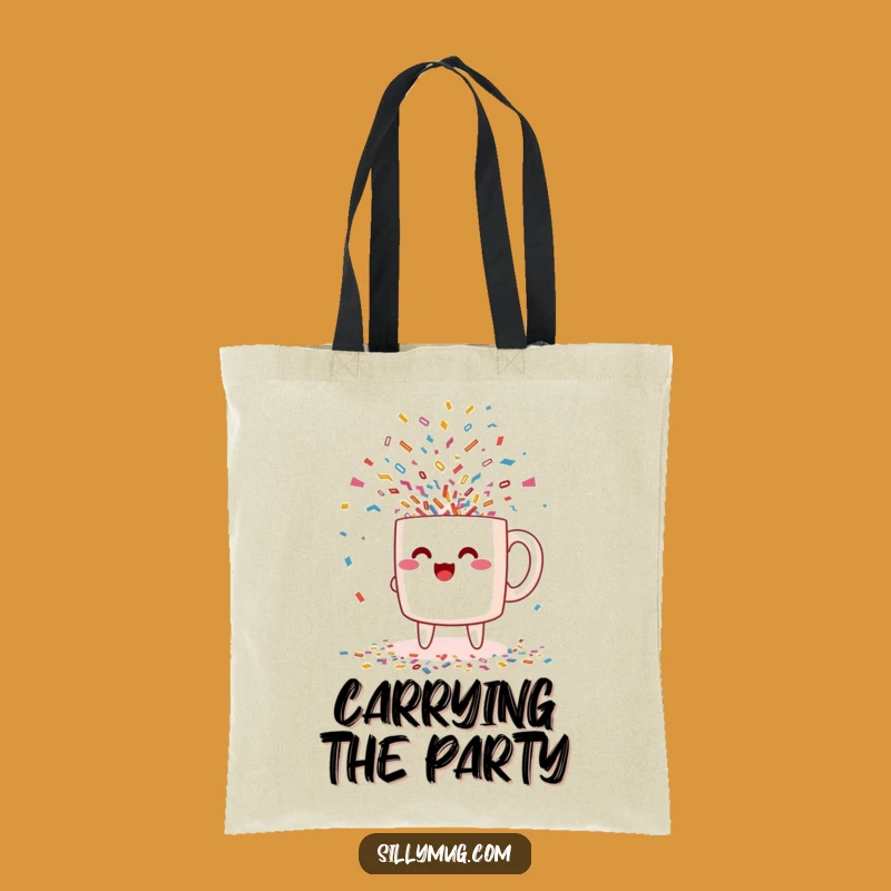 Funny Excited Kawaii Confetti Tote Bag: Carry Your Celebrations with This Party Character Accessory